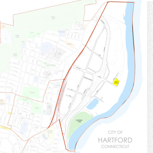Street Map of North Meadows Neighborhood in Hartford, Connecticut