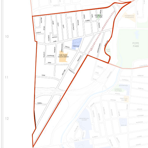 Street Map of Asylum Hill Neighborhood in Hartford, Connecticut